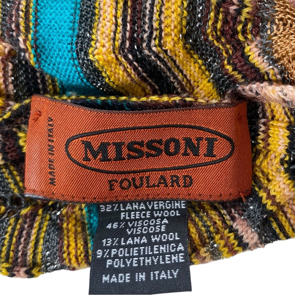 Missoni Women's Multicolored Zigzag Knit Wool -Blend Beanie One Size - Picture 5 of 6